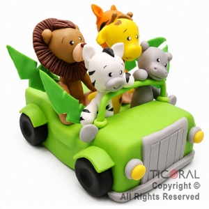 ADORNO AUTO CON ANIMALITOS DE LA SELVA A. PORCELANA FRIA x 1